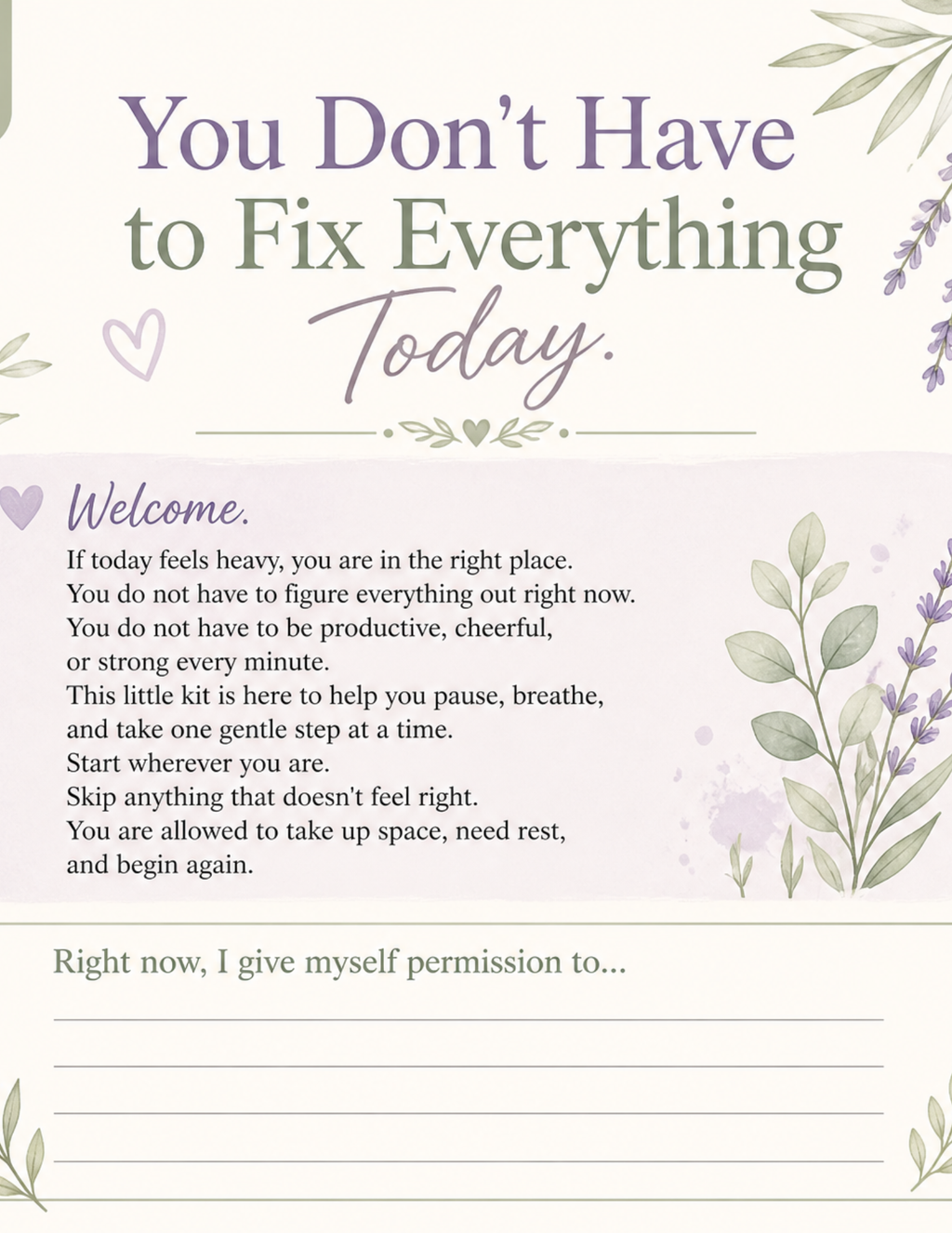 The Rough Day Rescue Kit | Printable Self-Care Toolkit
