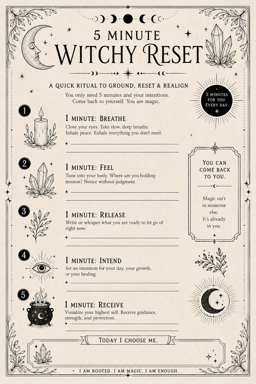 5 Minute Witchy Reset — Printable Self-Care Ritual PDF
